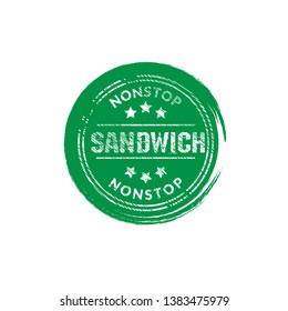 Sandwitch vintage label - sticker,emblem,seal,rubber stamp. Sandwitch - served here,delicious.Designed for product label. 