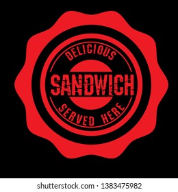 Sandwitch vintage label - sticker,emblem,seal,rubber stamp. Sandwitch - served here,delicious.Designed for product label. 