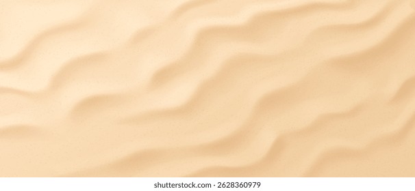 Sandy background, top view. Wave pattern depicting soft sand dunes. Light beige colors create a calming and natural feel. Perfect as a backdrop or design element for various projects.