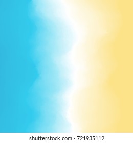 Sandy beach background. Sea waves with foam. Southern summer vacation travel. Vector illustration.