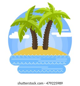 sandy beach and palm trees
