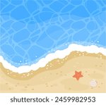 Sandy beach and sea top view graphic illustration