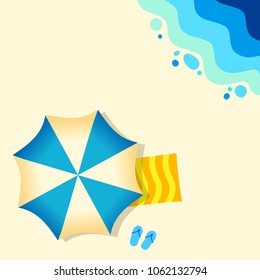 Sandy beach tropical background ocean, abstract sea. Sunny summer day, Hello Summer time trendy vector illustration. Summer time relax.