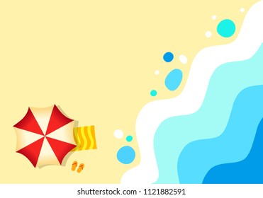 Sandy beach tropical background ocean, abstract sea. Sunny summer day, Hello Summer time trendy vector illustration. 