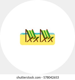 Sandy Beach with Two Deck Chairs Icon
