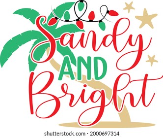 Sandy and bright lettering. Palm illustration vector