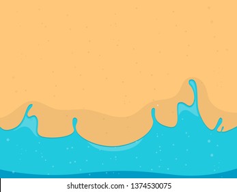Sandy Golden beach with rolling turquoise sea wave. Vector background