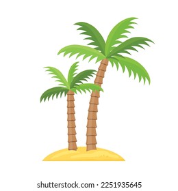 sandy island with palm trees- vector illustration
