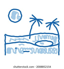 Sandy Landscape sketch icon vector. Hand drawn blue doodle line art Sandy Landscape sign. isolated symbol illustration