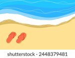 sandy shoreline with wave and shale, tropical summer posters