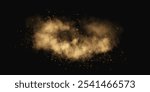 Sandy smoke clouds with dust and fine particles.  Dune, sand storm, powder clusters. Realistic vector illustration of desert storm - flying saw dust with small particles of dirt under the influence of