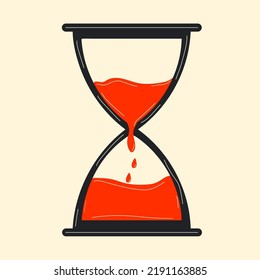 Sandy times, but instead of sand, there is blood. Vector in cartoon style. All elements are isolated