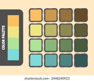 Sandybrown khaki palegreen skyblue color palette, colour matching, rgb colors, harmonious colours catalog sample, design and edit idea