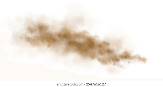 Nubes arenosas con polvo y partículas finas. PNG Duna, tormenta de arena, racimos de polvo. Ilustración vectorial realista de la tormenta del desierto: serrín volador con Pequeñas partículas de suciedad bajo la influencia