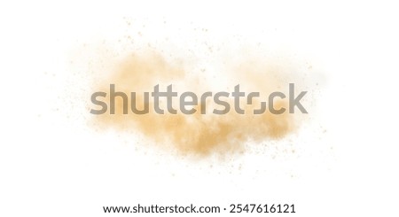 Sandy-smoke clouds with dust and fine particles. PNG Dune, sand storm, clusters of powder. Realistic vector illustration of desert storm - flying saw dust with small dirt particles under the influence