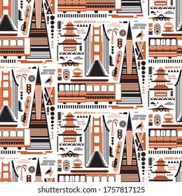 San-Francisco pattern seamless design. Decoration textile and paper series