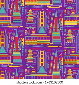 San-Francisco pattern seamless design. Decoration textile and paper series