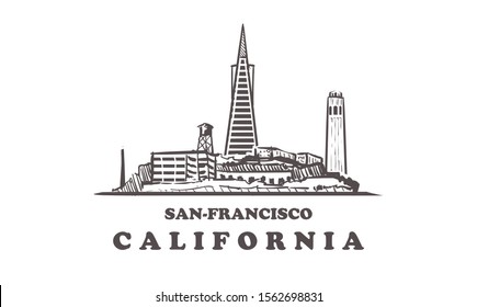 San-Francisco sketch skyline. USA, San Francisco hand drawn vector illustration. Isolated on white background. 