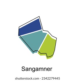 Sangamner City of India Country map vector illustration design template, vector with outline graphic sketch style on white background