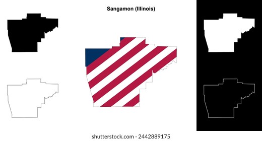 Sangamon county (Illinois) outline map set