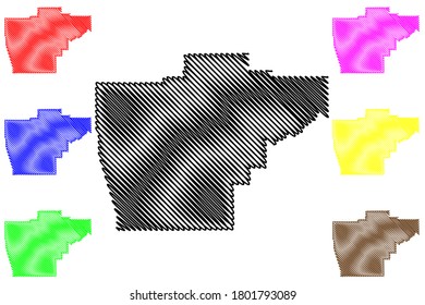 Sangamon County, Illinois (U.S. county, United States of America, USA, U.S., US) map vector illustration, scribble sketch Sangamon map