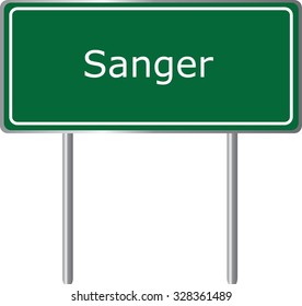 Sanger , California, road sign green vector illustration, road table, USA city