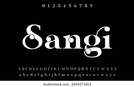 Sangi Serif Alfabeto tipográfico de Vector regular con números