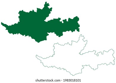 Sangli district (Maharashtra State, Pune Division, Republic of India) map vector illustration, scribble sketch Sangli map