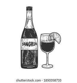 Sangria Alcoholic drink liquor sketch engraving vector illustration. T-shirt apparel print design. Scratch board imitation. Black and white hand drawn image.