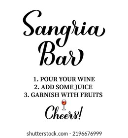 Sangria Bar sign. Spanish summer drink. Vector template for bar, restaurant, winery decorations. Perfect for logo design, menu, label, tag, etc.