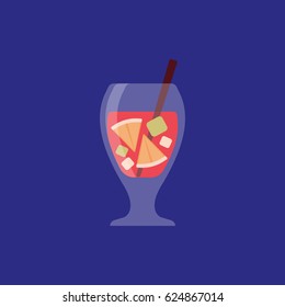 Sangria cocktail vector icon. 