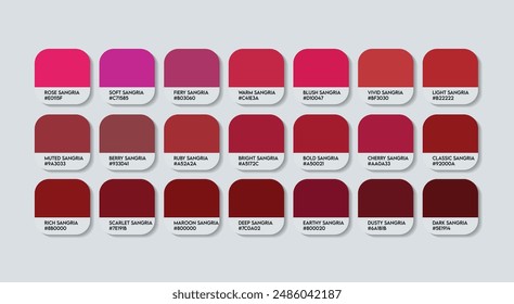 Sangria Color Palette, Sangria Color Guide Palette with Color Names. Catalog Samples of Maroon with RGB HEX codes and Names. Dark Cream Colors Palette Vector, Wood Brown Color Palette Vector tones