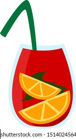 Sangria drink, illustration, vector on white background.