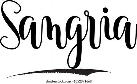 Sangria Handwritten Font Calligraphy Black Color Text on White Background