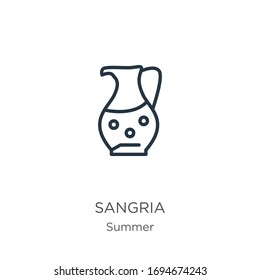 Sangria icon. Thin linear sangria outline icon isolated on white background from summer collection. Line vector sign, symbol for web and mobile