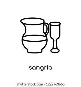 sangria icon. Trendy modern flat linear vector sangria icon on white background from thin line Drinks collection, outline vector illustration