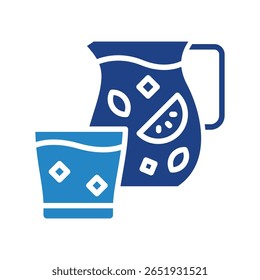 Sangria Jug ícone de cor azul de tom duplo, mini ilustração para relaxamento, festa, pubs e barras UI, kit UX, desenvolvimento de aplicativo e web, digital ou impressão.
