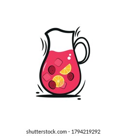 sangria logo design. vector illustration of a Spanish drink of red wine mixed with lemonade, fruit, and spices.