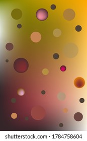 sangria orange green gradient background and multi-colored circles. The basis for the text. Vector illustration for banners, cards, wallpaper, abstract background.