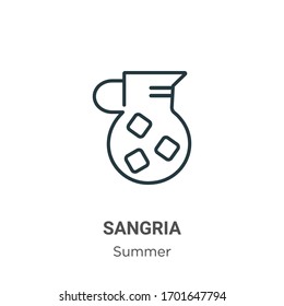 Icono de vector de contorno Sangria. Icono de sangría negra de línea delgada, ilustración de elemento simple vector plano del concepto de verano editable trazo aislado en fondo blanco