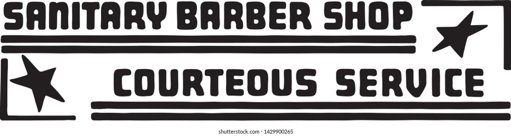 Sanitary Barber Shop - Retro Ad Art Banner