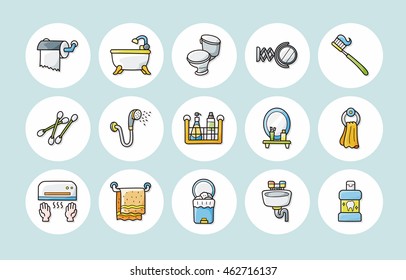 Sanitary and bathroom icons set