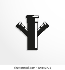 Sanitary elements. Connector for sewer pipes. Vector illustration.
