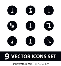 Sanitary icon. collection of 9 sanitary filled icons such as plunger, broom. editable sanitary icons for web and mobile.