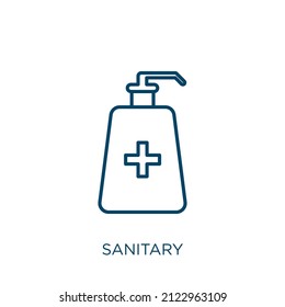 sanitary icon. Thin linear sanitary outline icon isolated on white background. Line vector sanitary sign, symbol for web and mobile