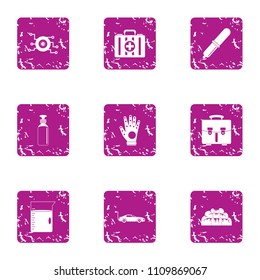 Sanitary icons set. Grunge set of 9 sanitary vector icons for web isolated on white background