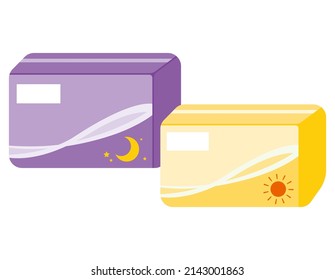 Sanitäre Serviette. Frau. Vektorgrafik.