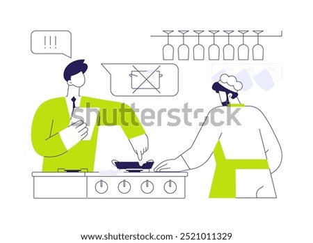 Sanitary inspection abstract concept vector illustration. Sanitarian inspector checking safety in restaurant, bureaucracy sector, food business, public hygiene and health abstract metaphor.