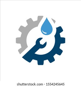 sanitary logo vector symbol icon of pipe and drop water in white background