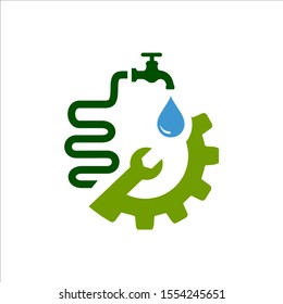 sanitary logo vector symbol icon of pipe and drop water in white background